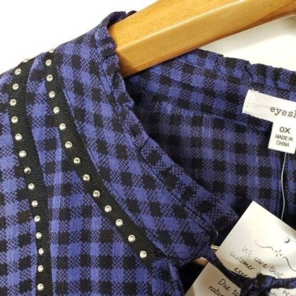 Eyeshadow NWT plaid embellished shirt OX - Picture 12 of 13